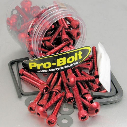 red anodised bolts set